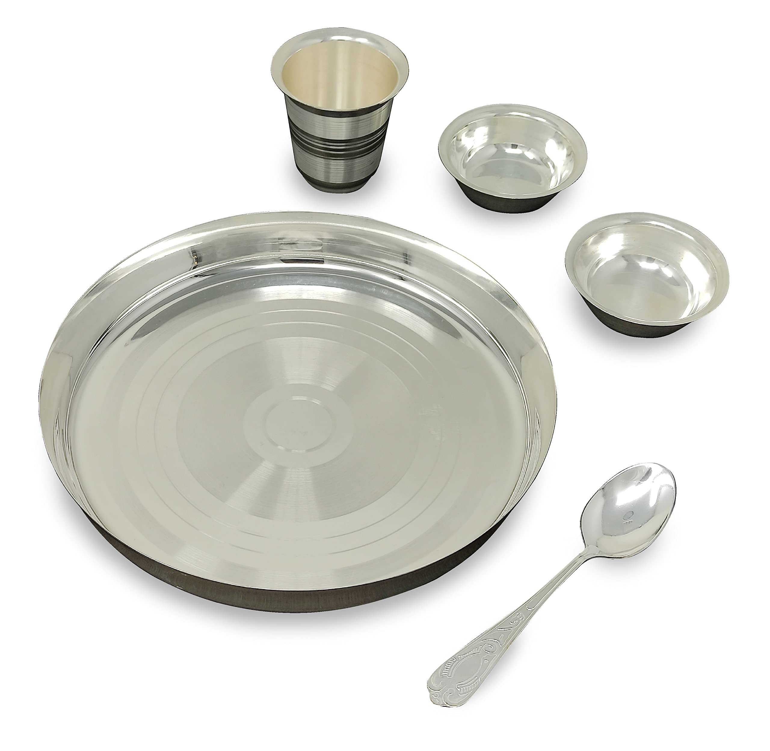 Bengalen Baby Dinner Set 8 Inch Silver Plated For Annaprashan Sanskar Rice Ceremony Gift For Girls Boys Kids Festive Birthday Re